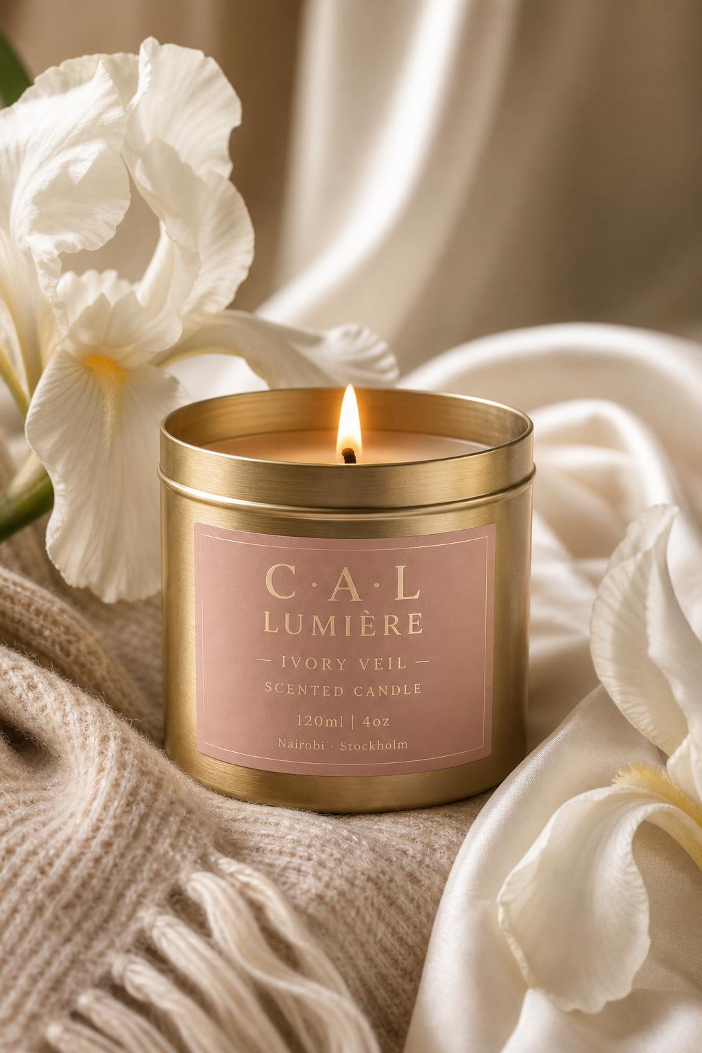 Ivory Veil C.A.L. Lumière Scented Candle.